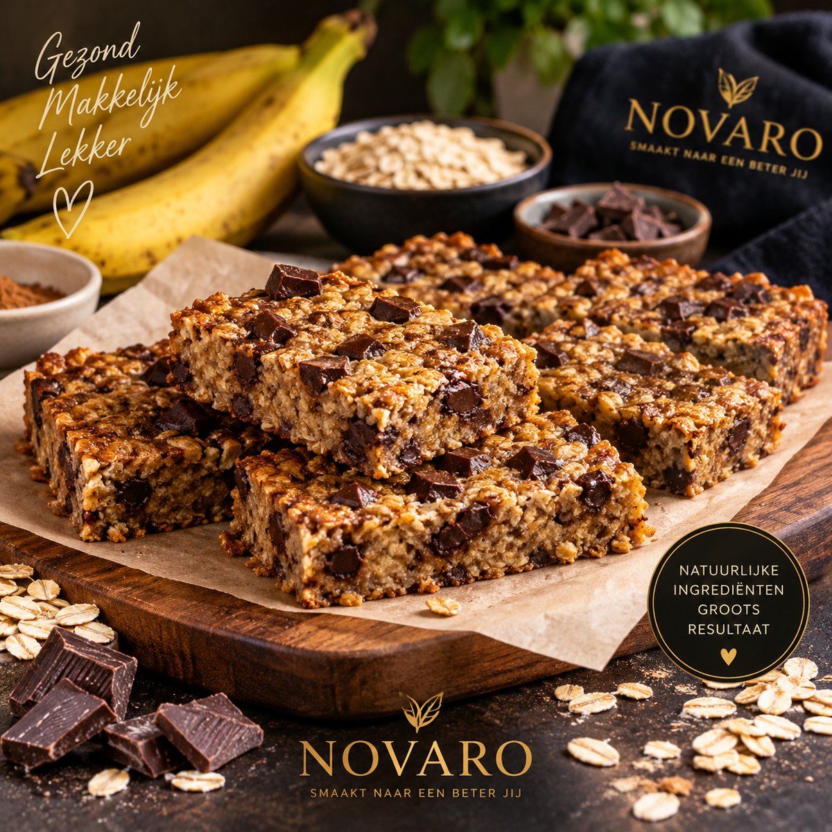 NOVARO Choco-Banaan Havermout Bars